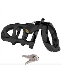 Black Label Stainless Steel Black Chastity Brutus: Edelstahl-Peniskäfig, schwarz